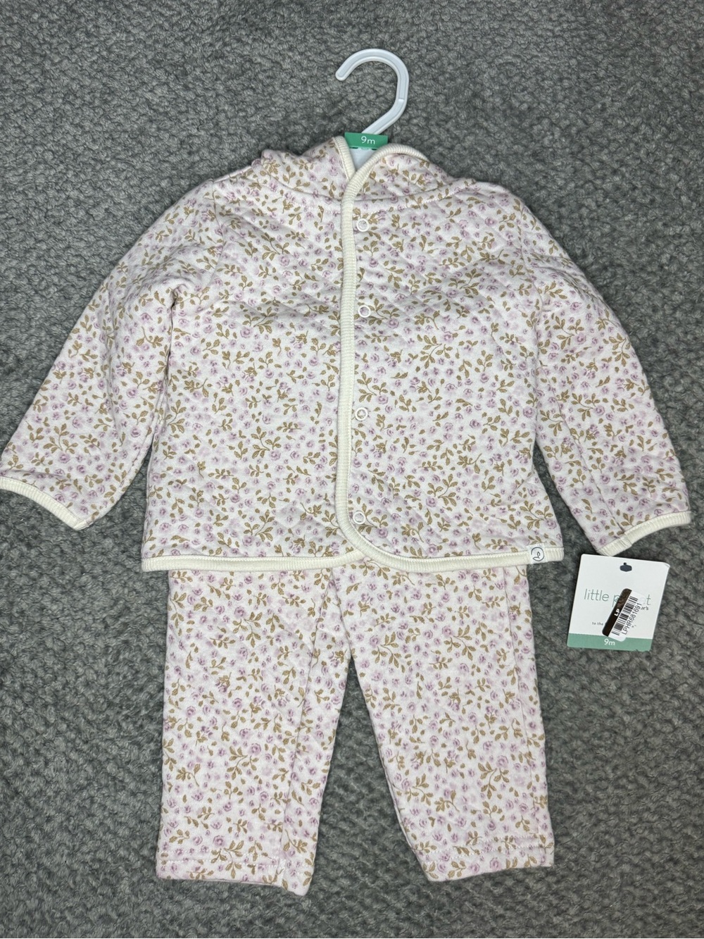 Little Planet by Carter’s Organic Baby Girls 2pc Floral Quilted Hooded Set 9M
